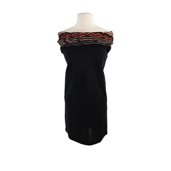 Missoni Black Knit Foldover Multicolor Collar Dress - Picture 1 of 6